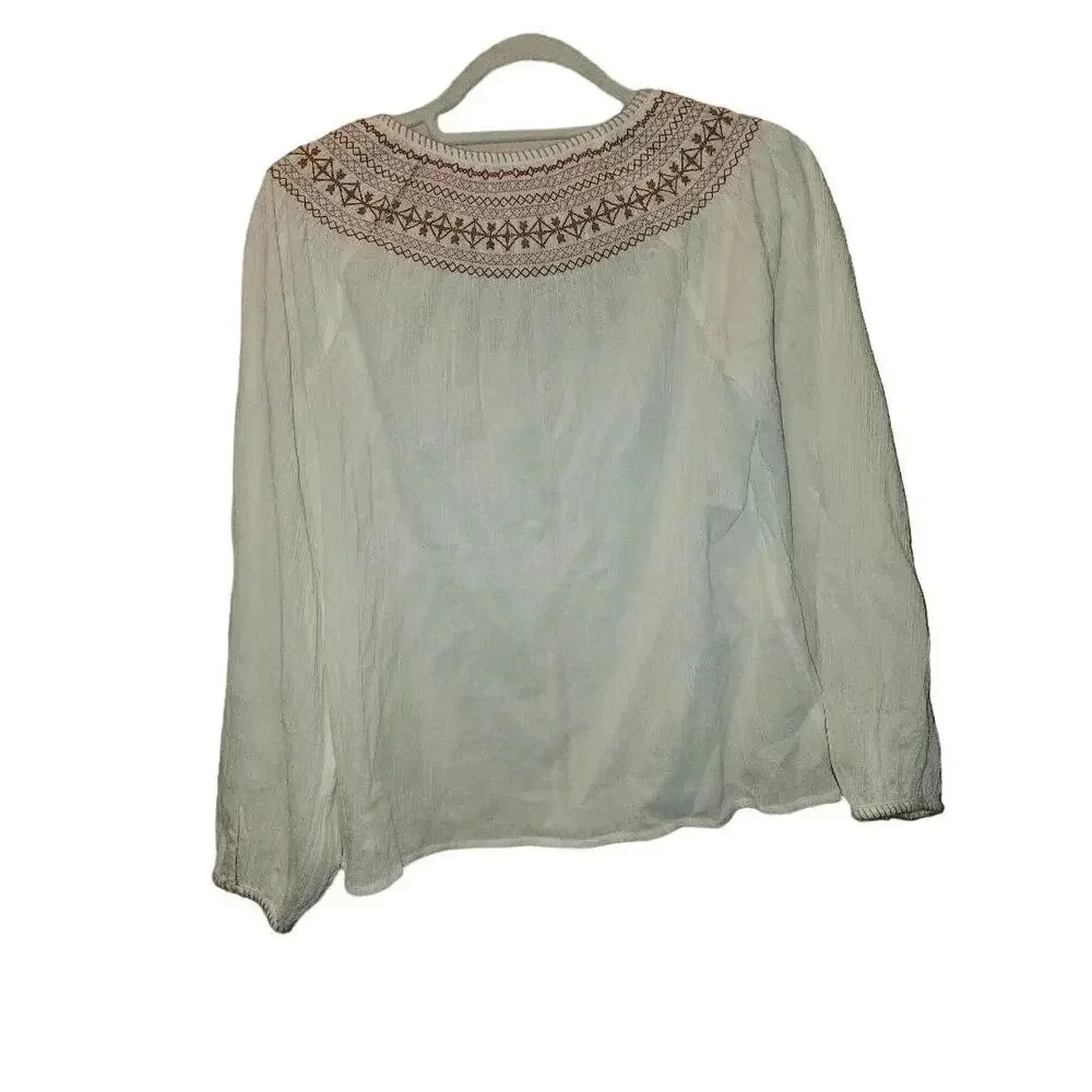 Madewell Embroidered Crinkle-Cotton Button Up Women's XXS - Picture 5 of 5